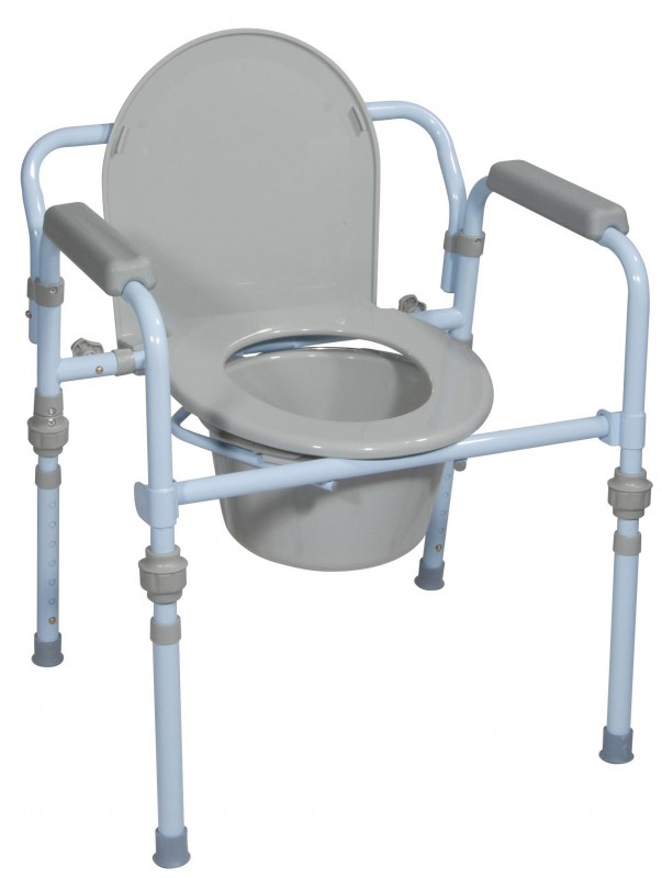 Folding Bedside Commode with Bucket and Splash Guard Ryan Pharmacy